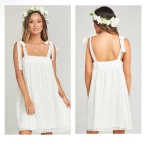 White Mini Dress Tie Strap Babydoll Sundress Summer Casual Short Cute